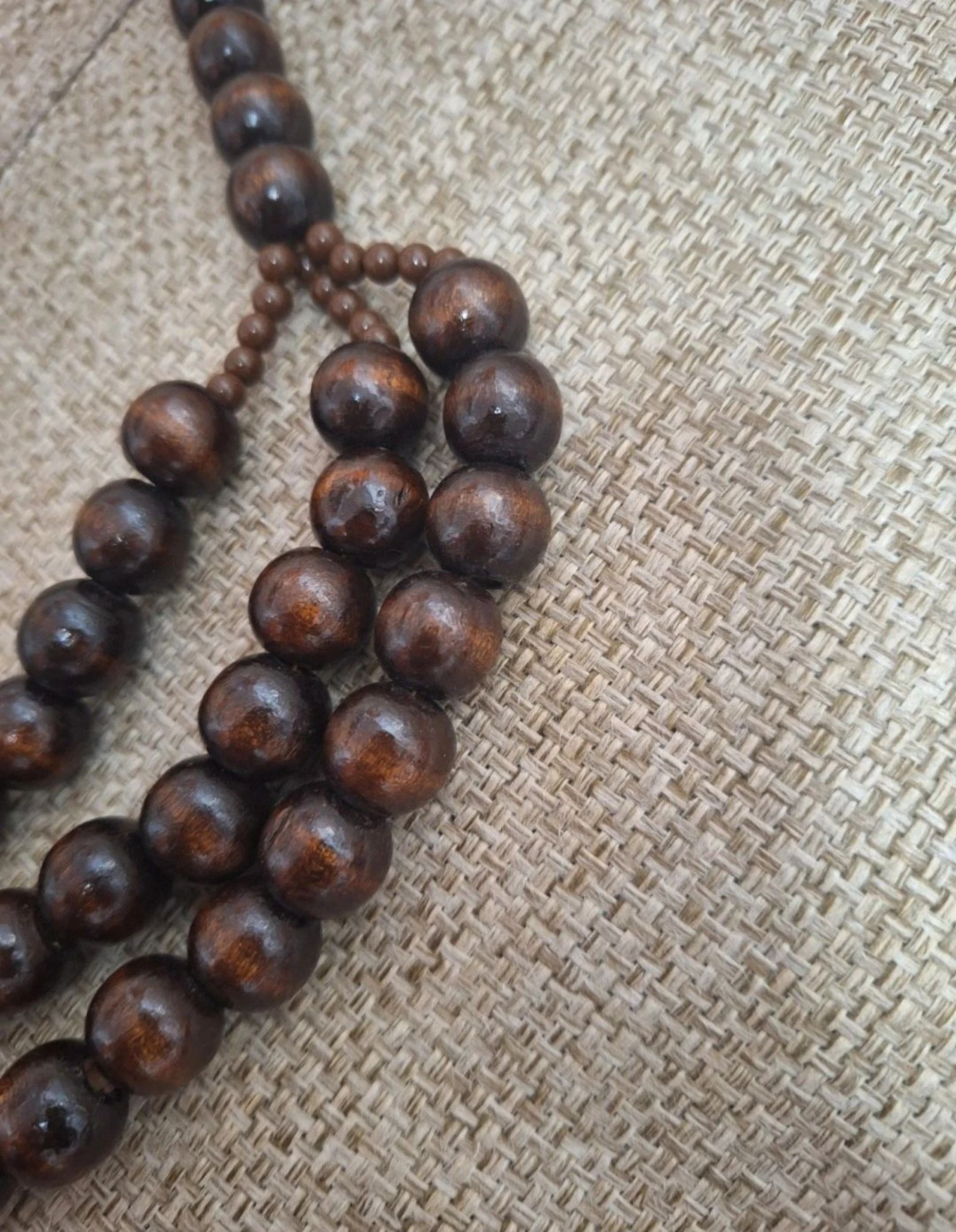 Collar largo de cuentas de madera marrón | Estilo boho, étnico y natural – photo 4